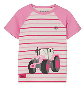 LightHouse Girls Causeway Tee - Kids Short-Sleeved Cotton Stretch T-Shirt - Sweet Pea Tractor - 6-7years