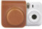 MUZIRI KINOKOO Schutzhülle für Instax Mini 12 Instant Kamera, PU Ledertasche für Fuji Mini 12 mit Fotos Tasche - Kamera hülle mit verstellbarem Schultergurt - Retro Braun