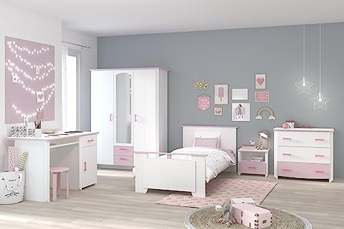 Parisot Jugendzimmer Biotiful 13 5 teilig Komplett Set in Weiß mit Rosa