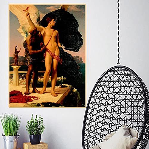 Yangld Leinwandkunst, Ölgemälde, Frederic Leighton, „Ikarus und Daedalus“, Kunstwerk, Poster, Bild, moderne Wanddekoration, Heimdekoration, 70 x 110 cm, rahmenlos