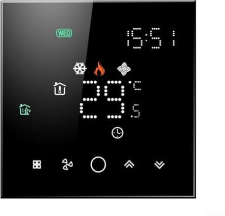 DAZZLEEX Intelligentes Thermostat für zentrale Klimaanlage, Ventilatorkonvektor und Wasser-Fußbodenheizung 2 in 1 für Tuya WiFi Smart Digital Thermostat (Schwarz)