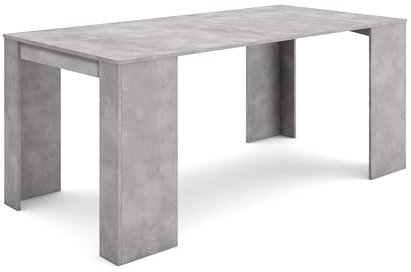 Skraut Home | Table Console Extensible | Console Meuble | 180 | pour 8 Personnes | Table à Manger | Style Moderne | Ciment