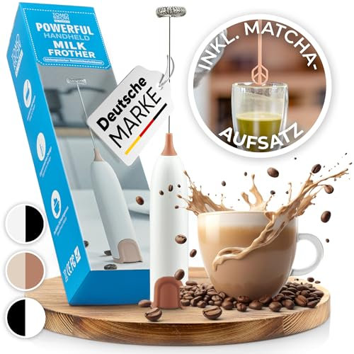 Tomorrow is Today Milchaufschäumer Stab inkl. Matcha Mixer-Aufsatz - Milchschäumer elektrisch -Matcha Besen - Ihr Aufschäumer für den idealen Schaumgenuss (Creme-Rosé)