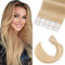 Elailite Tape in Hair Extensions Real Human Hair 40 Pcs 100g - Seamless Skin Weft Remy Hair Extension Straight Glue in (24 Natural Blonde, 18 Inch)