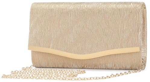 BAIGIO Glitzer Clutch Damen Elegante Abendtasche Envelope Clutch Gold Clutch Tasche Elegant Handtasche Retro Umhängetasche für Party Hochzeit