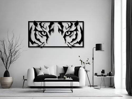 VAILLA ® Hirschkopf Wanddeko, Hirsch Wanddekoration aus Holz, Wandbilder Home Dekoration, 3D Wall Art, Große Wand Deko, Bilder für Schlafzimmer, Wohnzimmer und Büro (Tigeraugen)