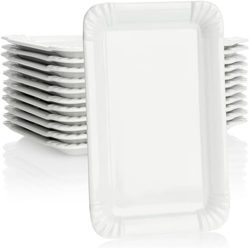 spar-home® Lot de 250 assiettes rectangulaires en carton – Assiettes jetables pour fête, jardin, anniversaire, cocktail (250, rectangulaires 13 x 20 cm)