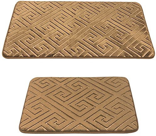 HOMELUX Badezimmerteppich Badematte rutschfeste Badteppich 2-teilig Badematten Set Wasserabsorbierend Badematte 60x100+60x50cm Beige