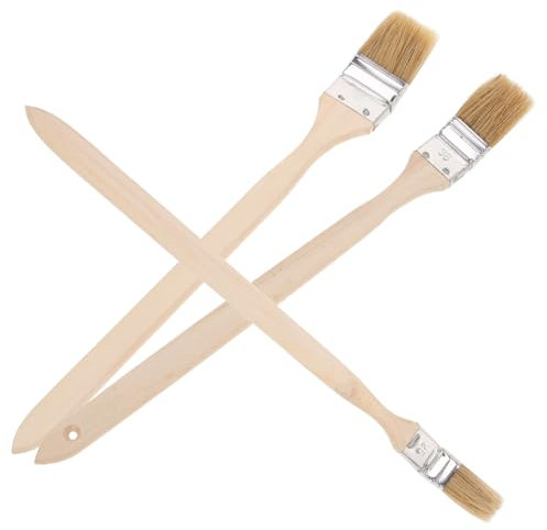 Uonlytech 3 Stück-Pack Wandeckenpinsel mit Kunststoffborsten und Holzgriff für Möbel und Wände für Detaillierte Malerarbeiten und Schnelleres Abdecken bei Malerprojekten