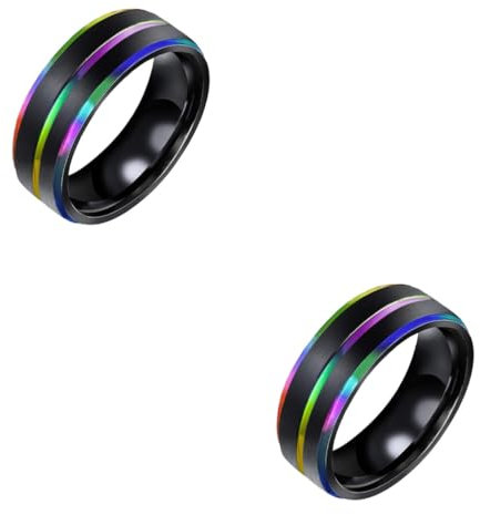 LIFKOME 2 Stk Herrenring Aus Titanstahl Schmuck Herr Bogenfarbener Stahlring Titanring Für