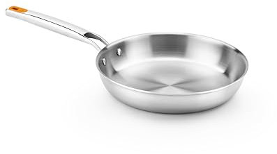 BRA Efficient Inox | Sartén Efficient Inox Triply 18 cm, acero inoxidable 18/10, sin antiadherente con triple fondo difusor forjado, sin PFOA, mango remachado