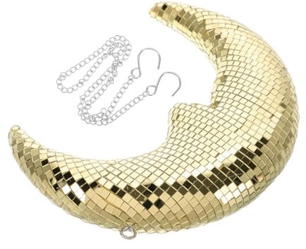 Warmhm Disco Ball Decorations for Room Moon Shape Hanging Decor Disco Mirror Stylish for Party Bar KTV Wedding