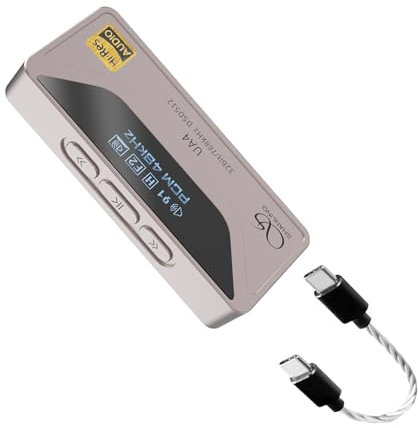 SHANLING UA4 Portable USB DAC/AMP Headphone Amplifier,Support MQA 16X,768kHz DSD512,High Driving Power for Android/iOS/Mac/Windows,dongle Volume Control,3.5/4.4mm up to 237mW@32Ω Output (Titanium)