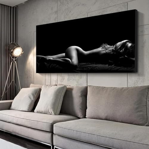 LIMAIDUO Schwarz-weiße sexy Frauenkörper-Poster und Drucke, Leinwandgemälde, Wandkunst, Bilder für Wohnzimmer, Heimdekoration, 20 x 40 cm, rahmenlos