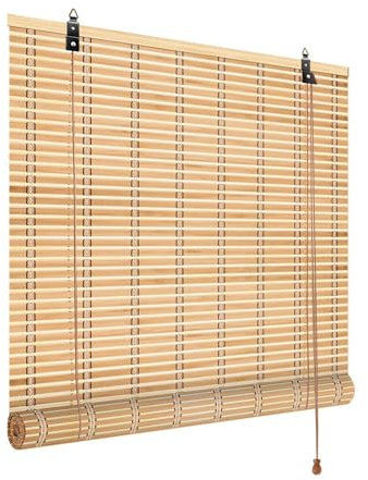 YtsNyxolus Sichtschutz Rollo Bambus 60 70 80 90 100 110 120 130 140 150 160cm Breit Outdoor Vorhänge Wetterfest Bambusrollo Aussenbereich Bambus Raffrollo Holz Jalousien Fenster Innen Mit Lifter