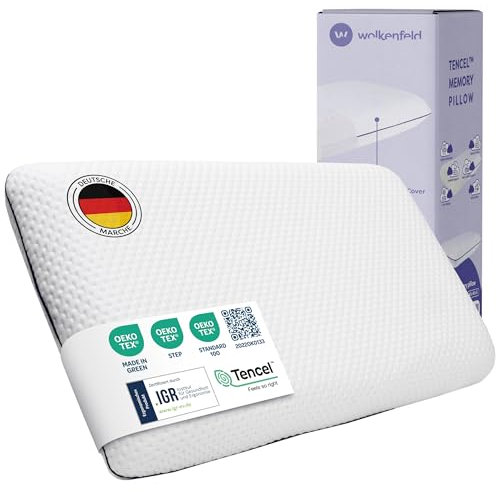 Wolkenfeld Memory Foam Nackenstützkissen 70x40x12 – Atmungsaktives und Komfortables Nackenkissen – Optimaler Support für Nacken, Rücken und Schultern – Tencel-Faser – Oeko-TEX Zertifiziert