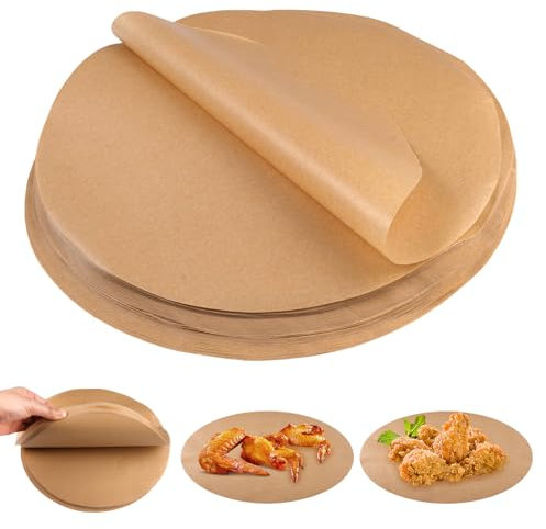 AetherAurora 150 Stück Backpapier Rund, 26cm, Antihaft-Backpapier für Heißluftfritteuse, Dauerbackfolie Rund für Kuchen, BBQ, Backen, Hamburger, Dessert