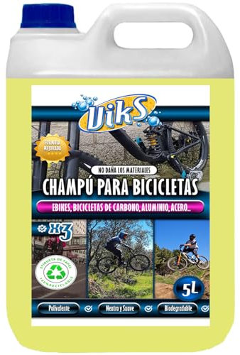 Viks | Limpiador de Bicicletas | Bike Cleaner | Champu Bici eBikes Neutro y Suave | Válido para Carbono, Aluminio, etc | Limpiador de Cuadros | 5L