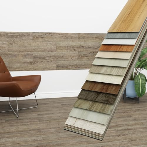 HEXIM Vinyldielen 5m² selbstklebend PVC Wandverkleidung dunkler Bodenbelag Holzoptik 91x15cm Paneele für Wand & Boden Holzdielen braun (36 Dielen Weathered Oak - 1805-8)