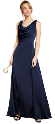 Coast Honoured Sleeveless Cowl Neck Satin Maxi Bridesmaid Dress, 10, Navy
