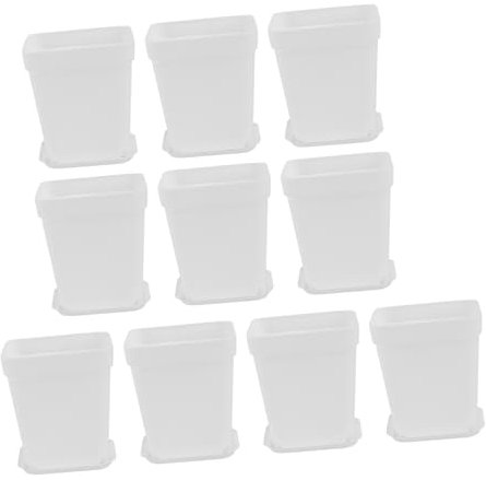 UKCOCO 10pièces Lot de Petits Pots Carrés Plastique Blanc avec Plateau Jardinière pour Plantes Succulentes Décor Moderne pour Intérieur Bureau Balcon