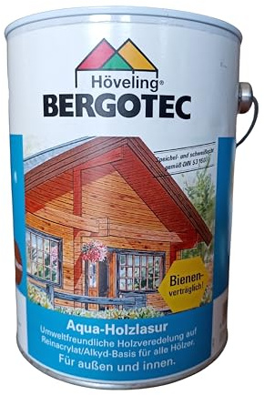 Generisch Bergotec Aqua Holzlasur 2.5 Liter Weiß, Innen und Auißen, Umweltfreundliche Holzveredelung auf Reinacrylat/Alkyd-Basis für alle Hölzer,