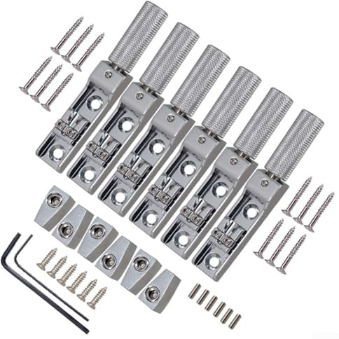 Bassgitarren-Steg, 1 Set 4/5/6 Saiten feste Bass-Headless-Brücken Einzelsaite Silber-Zink-Legierung (Silber 6 Stück)