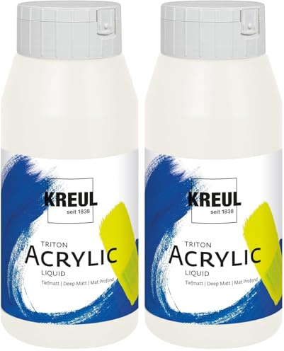 KREUL 17033 - Solo Goya Triton Pintura acrílica blanca (Mischweiß) Frasco de 750 ml Secado rápido con aspecto mate Calidad de estudio Pintura al agua, versátil, opaca y económica (Paquete de 2)