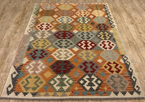 Rug Studios Teppich KELIM ORIGINAL | Farbe: Multi | Größe: 148 x 206 cm | Landhaus | Vintage | Modern | elegant | Wohnzimmer | Schlafzimmer | strapazierfähig und leicht zu reinigen