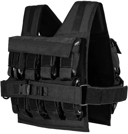 GYMAX 20 Kg Weight Vest, Adjustable Weighted Vest with 20 Removable Iron Weights and Adjustable shoulder and waist straps, Weighted Workout Vest for Strength Training, Running