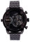 FENKOO Herren Militäruhr Quartz Duale Zeitzonen Edelstahl Band Armbanduhr Gold (Schwarz)