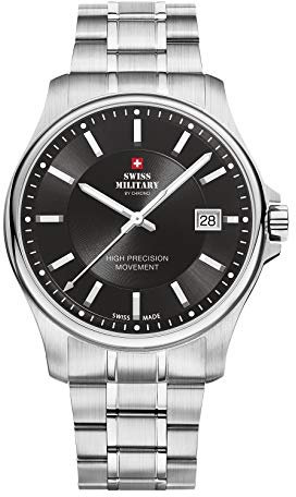 Swiss Military by Chrono Herren Uhr Armbanduhr Quarzwerk mit Edelstahl Metallarmband Analoge Herrenuhr Silber SM30200.01