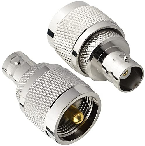 BOOBRIE BNC Female to PL259 UHF Male Adapter PL259 to BNC Ham Radio Connector BNC to UHF Adapter Low Loss for CB Antenna SO239 Wireless LAN Devices Two way Radio Walkie Talkie Handheld Radio Pack of 2