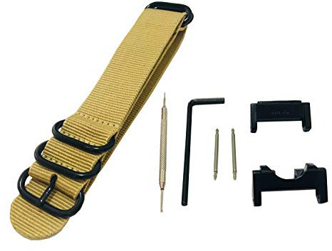 Richie strap 22 mm 5-Ring-Nylon-Uhrenarmband GWG1000, Metall-Adapter-Set für Casio GShock G-Shock GWG-1000, khaki, Armband
