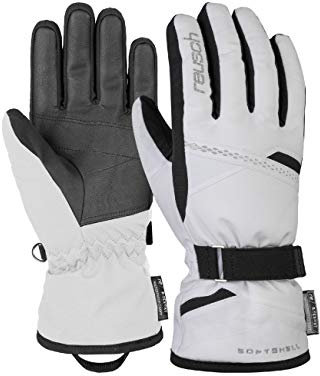 Reusch Hannah R-TEX® XT Winddichte, wasserdichte, extra atmungsaktive und warme Winterhandschuhe Fingerhandschuhe Schneehandschuhe Skihandschuhe für Damen, White/Black, 6,5
