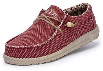 Hey Dude Wally Braided - Herren Schuhe - Pompeian Red - Komfort und Leichtigkeit - Ergonomische Memory-Foam-Sohle - Hausschuhe Herren - Design Italien und Kalifornien Größe EU 43