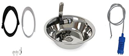 Edelstahl Spülbecken Camping Waschbecken Integriert+ Ablauf 28 cm Rund + Tauchpumpe + Wasserhahn + Schlauch 1 Meter (ad-ideen)