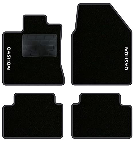QUEMAR Auto-Fußmatten-Set für Nissan Qashqai J10 2006 – 2014, passgenaues Fußmatten-Set (2 vorne + 2 hinten), 2 personalisierte Stickereien, Farben (Anthrazit)