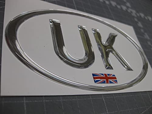 Neo Graphix UK OVAL CHROME EFFECT DOME CAR STICKER with Union Flag 130mm X 72mm