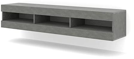 BIM Furniture Meuble TV Manta avec 3 Niches en Bois - Gris - L 160 X P 35 X H 30-32 Cm
