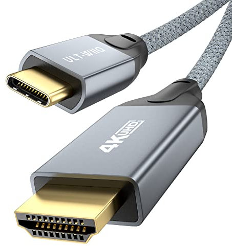USB C auf HDMI Kabel 4K60Hz 2K144Hz 2m, Thunderbolt 4/3 auf HDMI 2.0 HDR HDCP 2.2 Kabel für iPhone 16/15 Pro/Pro Max, MacBook, iPad, S24 S23 S22 S20, Tab S9 S8 S7, Intel, AMD, Steam Deck, ROG ALLY X