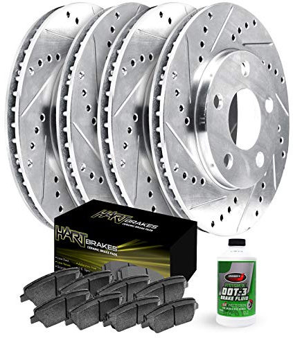 Hart Brakes Front Rear Brakes and Rotors Kit |Front Rear Brake Pads| Brake Rotors and Pads| Ceramic Brake Pads and Rotors |fits 2016-2021 Hyundai Tucson, 2017-2020 Kia Sportage