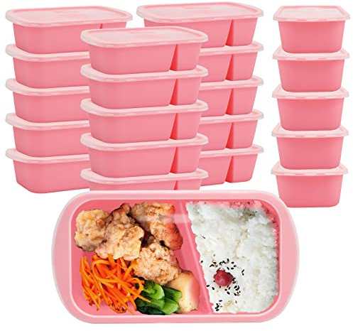 Zeng [Set de 20] Meal Prep Containers Tapers para Comida Hermetico Preparada 2 Compartimentos 1000ml Reutilizables sin BPA con Tapa Aptas para Microondas Lavavajillas cierre Hermético