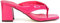 ESSEX GLAM Womens Toe Post Low Heel Mules Ladies Square Toe Casual Summer Slip On Sandals Size 3-8 Hot Pink