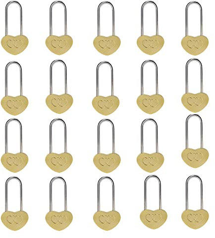 VeYocilk 20 Stück 8,9 cm 50 mm Liebesschloss Einzelherz Vorhängeschloss Wunschschloss ohne Schlüssel für Liebhaber Hochzeit, Valentinstag, Jahrestag, Reisen (ohne Schlüssel)