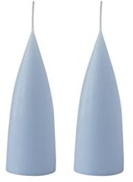 Kunstindustrien® Stumpenkerzen, Hergestellt in Dänemark, 43 Farben verfügbar, Kegel Kerze, Durchgefärbte Stumpenkerze lange Brenndauer von 15 Stunden, Kerzen Deko, 2 Stück, 6,5 x 16cm (Pastellblau)