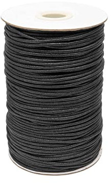 Realm Waxed Cord Cotton - Bracelets, Necklaces, Jewellery Thread, Shamballa Macrame (2mm Black - 6m)