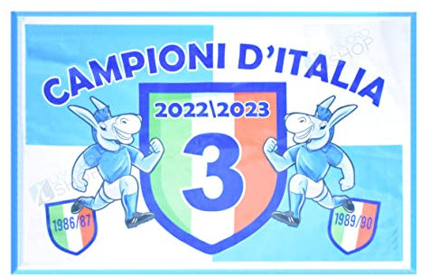 Flagge Neapel Championi D'Italien, Party, 3. Scudetto cm, 94 x 140 cm, Fußball Tifosi Blau