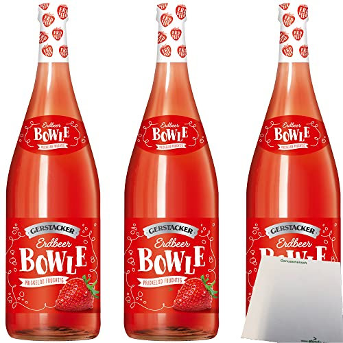 Gerstacker Erdbeerbowle auf Weinbasis 5% vol. 3er Pack (3x1 Liter Flasche) + usy Block
