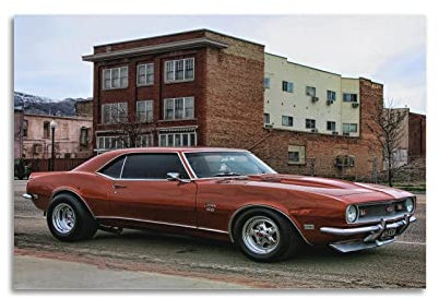 ESTE Vintage-Auto-Poster für 1968 Chevy Camaro Muskel-Poster, dekoratives Gemälde, Leinwand, Wandposter und Kunstbild, modernes Familien-Schlafzimmer, Dekor-Poster, 60 x 90 cm